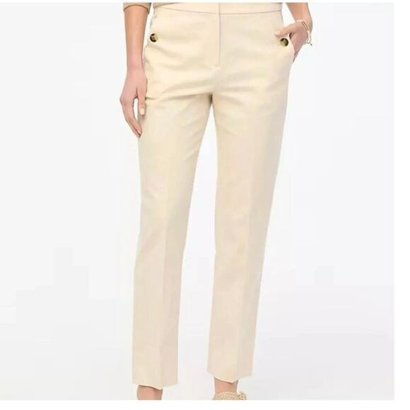 J Crew NWT Cream Neutral Linen-cotton Blend Sailor Pants Size 4 - Picture 1 of 10